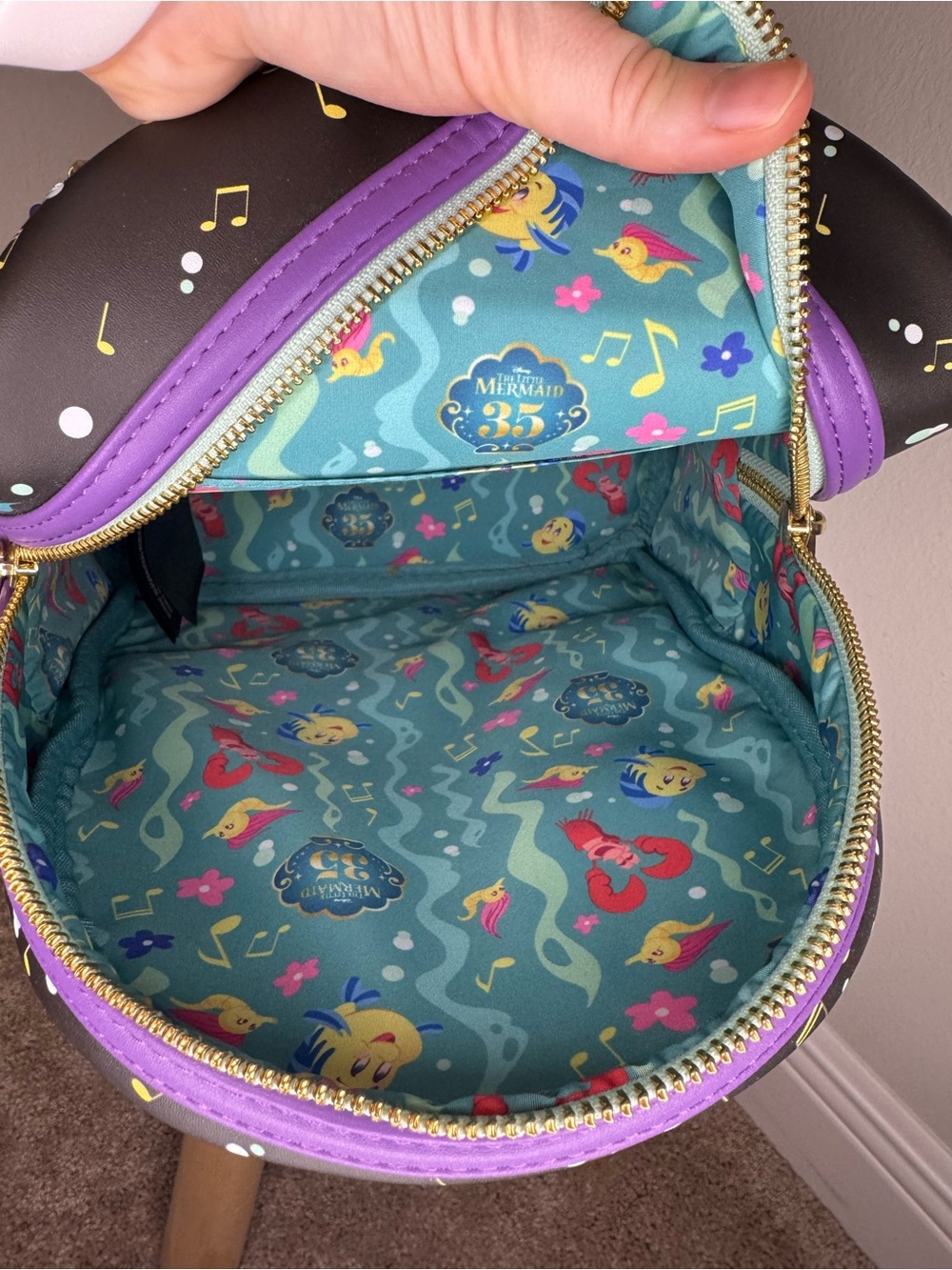 NWT Disney Loungefly The Little Mermaid Purple & Black Mini Backpack - Picture 3 of 10
